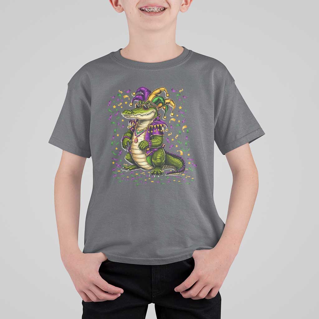 Mardigator Mardi Gras T Shirt For Kid Alligator Louisiana New Orleans Party Custume Beads - Wonder Print Shop
