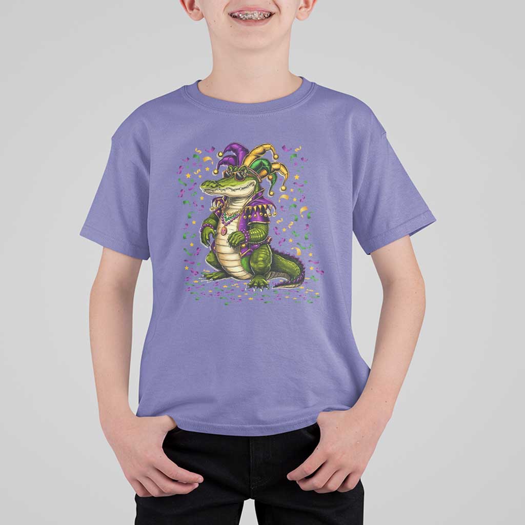 Mardigator Mardi Gras T Shirt For Kid Alligator Louisiana New Orleans Party Custume Beads - Wonder Print Shop