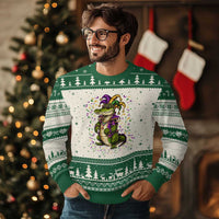 Mardigator Mardi Gras Ugly Christmas Sweater Alligator Louisiana New Orleans Party Custume Beads - Wonder Print Shop