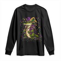 Mardigator Mardi Gras Long Sleeve Shirt Alligator Louisiana New Orleans Party Custume Beads - Wonder Print Shop