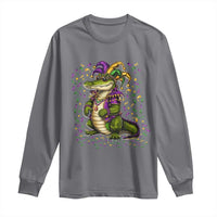 Mardigator Mardi Gras Long Sleeve Shirt Alligator Louisiana New Orleans Party Custume Beads - Wonder Print Shop