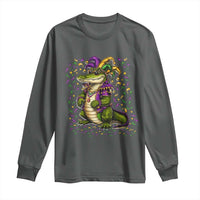 Mardigator Mardi Gras Long Sleeve Shirt Alligator Louisiana New Orleans Party Custume Beads - Wonder Print Shop