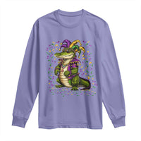 Mardigator Mardi Gras Long Sleeve Shirt Alligator Louisiana New Orleans Party Custume Beads - Wonder Print Shop
