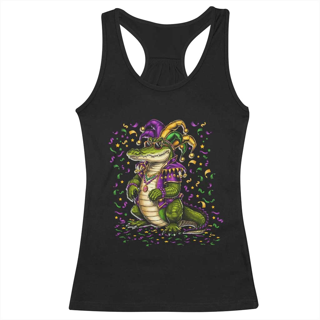 Mardigator Mardi Gras Racerback Tank Top Alligator Louisiana New Orleans Party Custume Beads - Wonder Print Shop