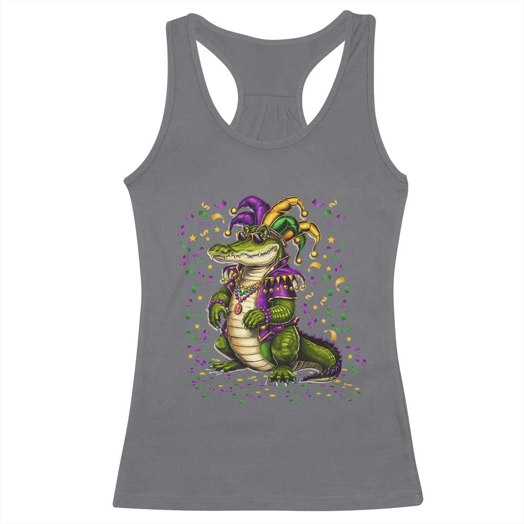Mardigator Mardi Gras Racerback Tank Top Alligator Louisiana New Orleans Party Custume Beads - Wonder Print Shop