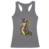 Mardigator Mardi Gras Racerback Tank Top Alligator Louisiana New Orleans Party Custume Beads - Wonder Print Shop