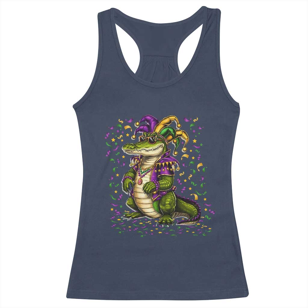 Mardigator Mardi Gras Racerback Tank Top Alligator Louisiana New Orleans Party Custume Beads - Wonder Print Shop