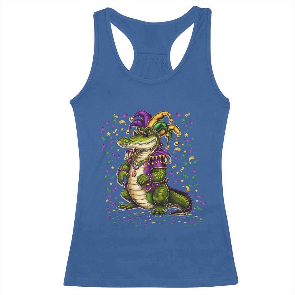 Mardigator Mardi Gras Racerback Tank Top Alligator Louisiana New Orleans Party Custume Beads - Wonder Print Shop