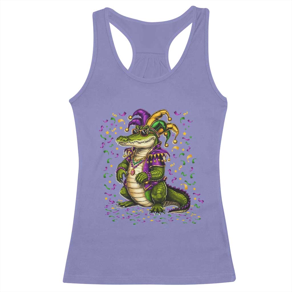 Mardigator Mardi Gras Racerback Tank Top Alligator Louisiana New Orleans Party Custume Beads - Wonder Print Shop