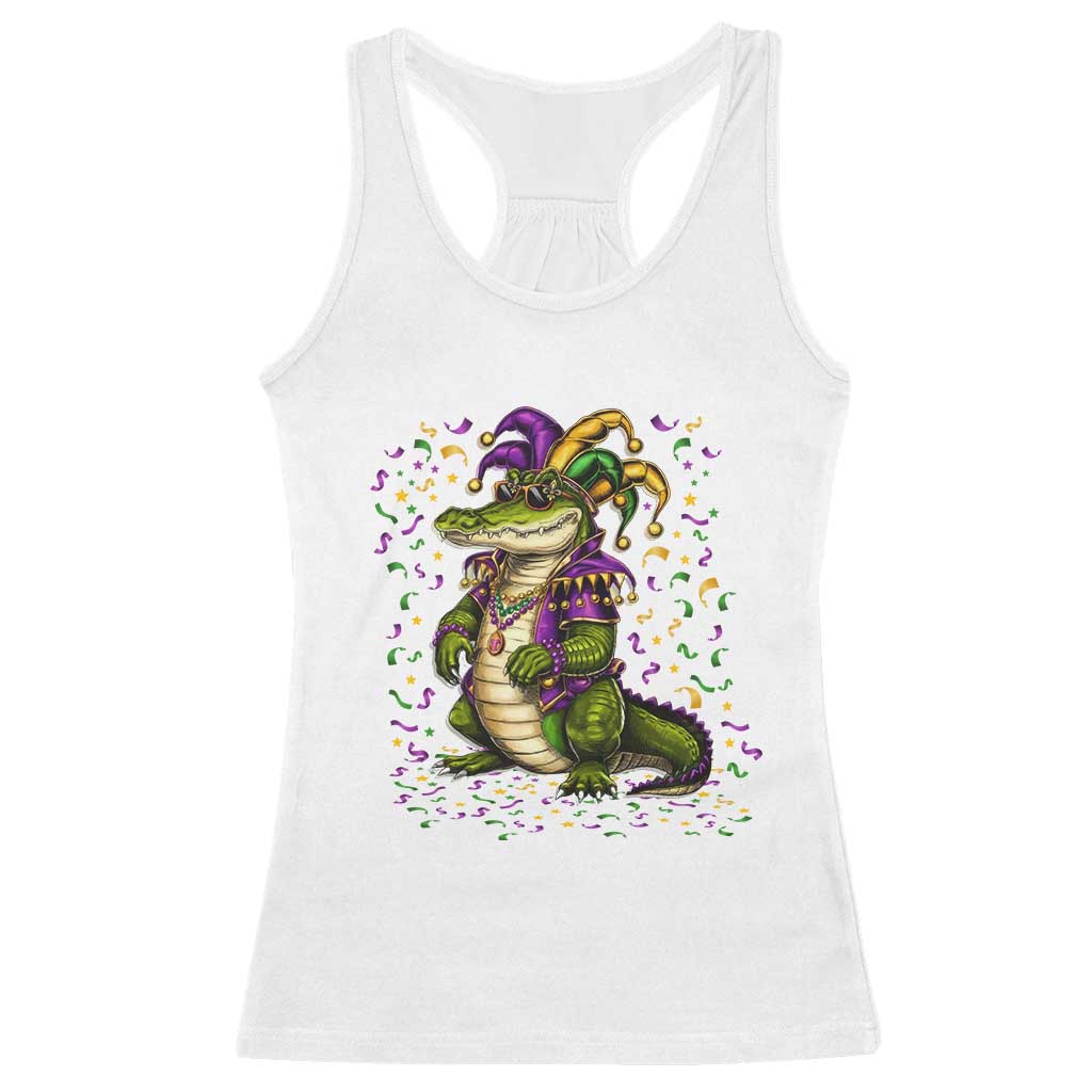 Mardigator Mardi Gras Racerback Tank Top Alligator Louisiana New Orleans Party Custume Beads - Wonder Print Shop