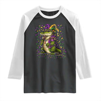 Mardigator Mardi Gras Raglan Shirt Alligator Louisiana New Orleans Party Custume Beads - Wonder Print Shop