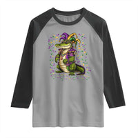 Mardigator Mardi Gras Raglan Shirt Alligator Louisiana New Orleans Party Custume Beads - Wonder Print Shop