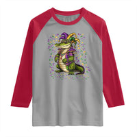 Mardigator Mardi Gras Raglan Shirt Alligator Louisiana New Orleans Party Custume Beads - Wonder Print Shop