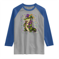 Mardigator Mardi Gras Raglan Shirt Alligator Louisiana New Orleans Party Custume Beads - Wonder Print Shop