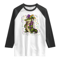 Mardigator Mardi Gras Raglan Shirt Alligator Louisiana New Orleans Party Custume Beads - Wonder Print Shop
