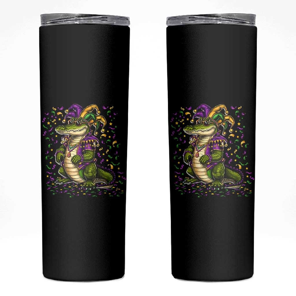 Mardigator Mardi Gras Skinny Tumbler Alligator Louisiana New Orleans Party Custume Beads - Wonder Print Shop