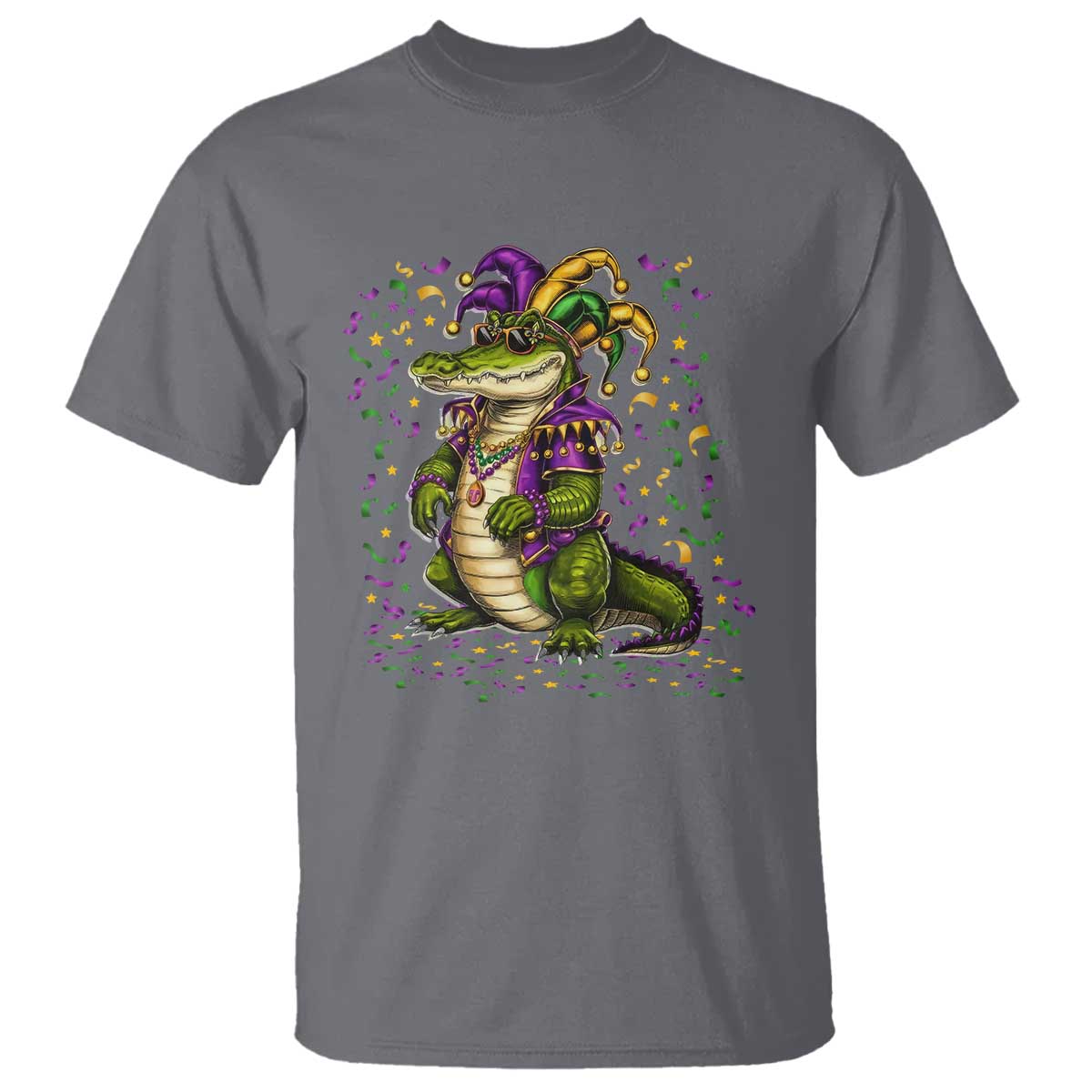 Mardigator Mardi Gras T Shirt Alligator Louisiana New Orleans Party Custume Beads - Wonder Print Shop
