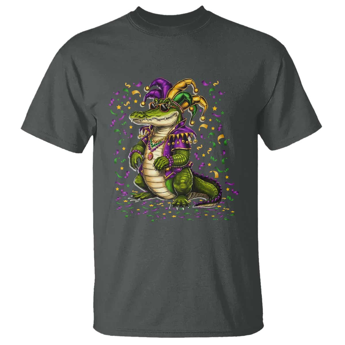 Mardigator Mardi Gras T Shirt Alligator Louisiana New Orleans Party Custume Beads - Wonder Print Shop