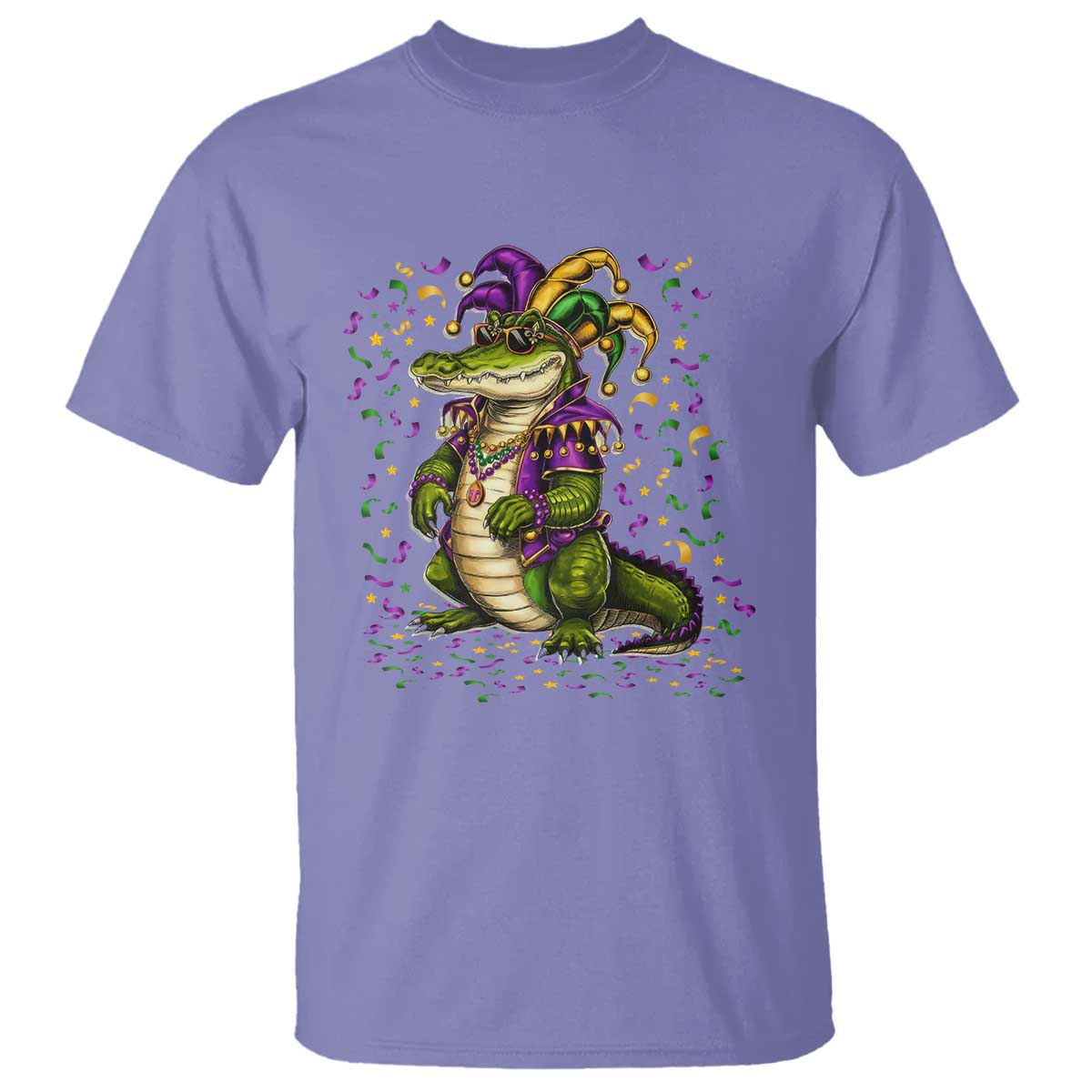 Mardigator Mardi Gras T Shirt Alligator Louisiana New Orleans Party Custume Beads - Wonder Print Shop