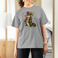 Mardigator Mardi Gras T Shirt For Women Alligator Louisiana New Orleans Party Custume Beads - Wonder Print Shop
