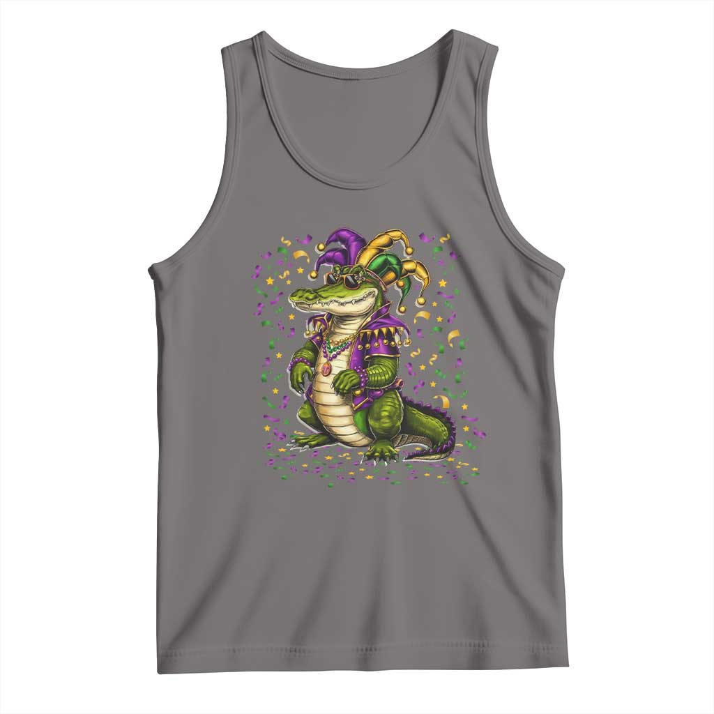 Mardigator Mardi Gras Tank Top Alligator Louisiana New Orleans Party Custume Beads - Wonder Print Shop