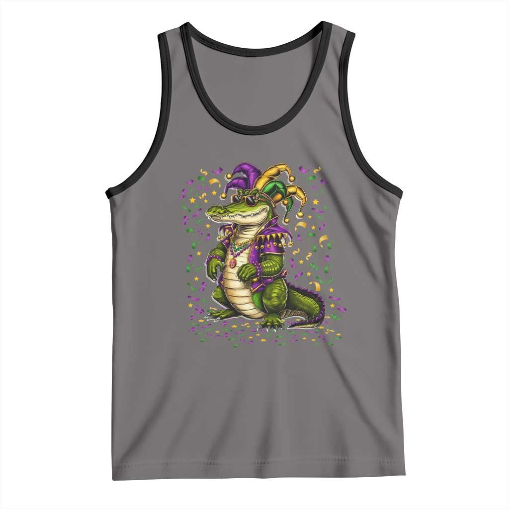 Mardigator Mardi Gras Tank Top Alligator Louisiana New Orleans Party Custume Beads - Wonder Print Shop