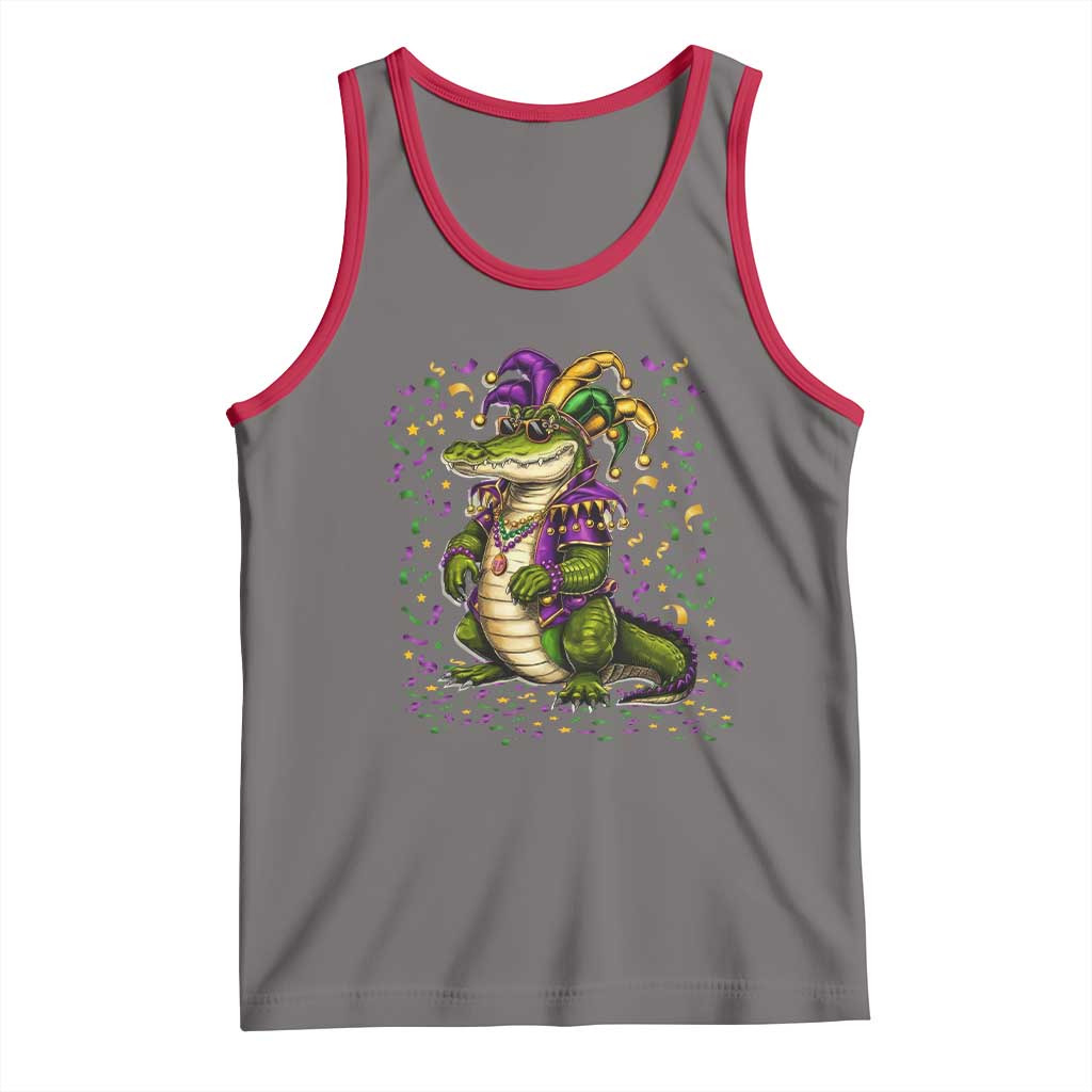 Mardigator Mardi Gras Tank Top Alligator Louisiana New Orleans Party Custume Beads - Wonder Print Shop