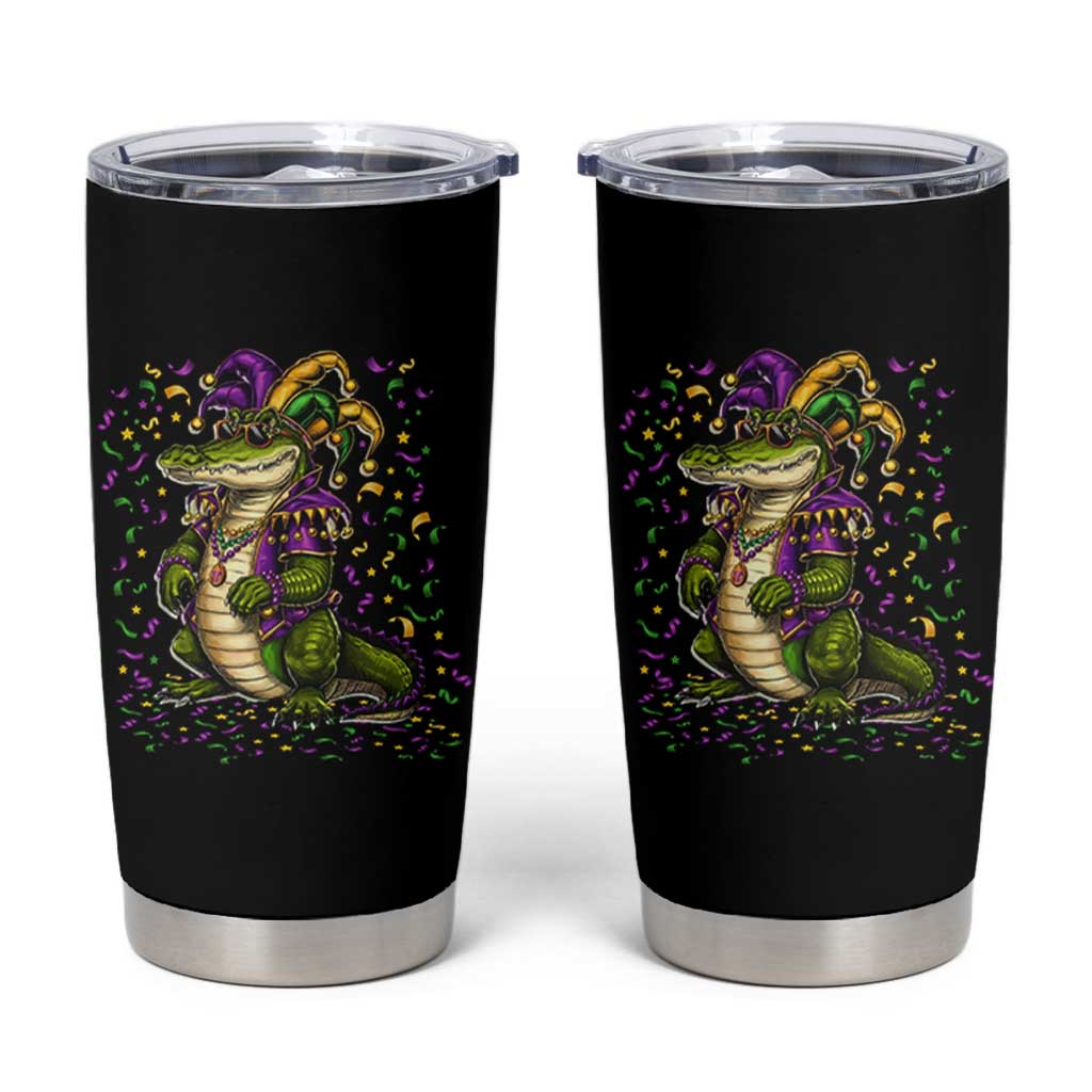 Mardigator Mardi Gras Tumbler Cup Alligator Louisiana New Orleans Party Custume Beads - Wonder Print Shop