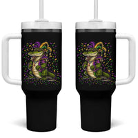 Mardigator Mardi Gras Tumbler With Handle Alligator Louisiana New Orleans Party Custume Beads - Wonder Print Shop