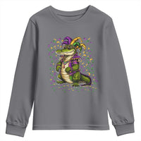Mardigator Mardi Gras Youth Sweatshirt Alligator Louisiana New Orleans Party Custume Beads - Wonder Print Shop