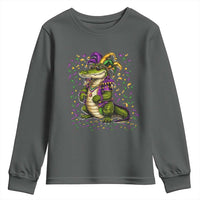 Mardigator Mardi Gras Youth Sweatshirt Alligator Louisiana New Orleans Party Custume Beads - Wonder Print Shop