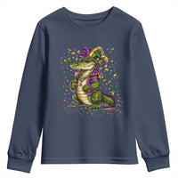 Mardigator Mardi Gras Youth Sweatshirt Alligator Louisiana New Orleans Party Custume Beads - Wonder Print Shop