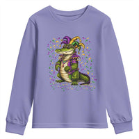 Mardigator Mardi Gras Youth Sweatshirt Alligator Louisiana New Orleans Party Custume Beads - Wonder Print Shop