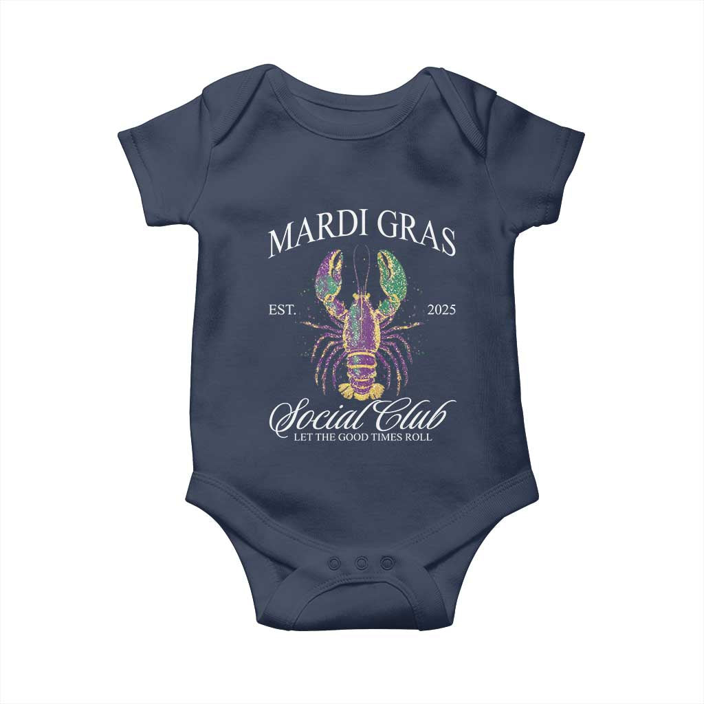 Mardi Gras Baby Onesie The Carnival Social Club Louisiana Crawfish Glitter Print