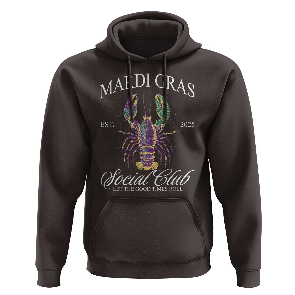 Mardi Gras Hoodie The Carnival Social Club Louisiana Crawfish Glitter Print