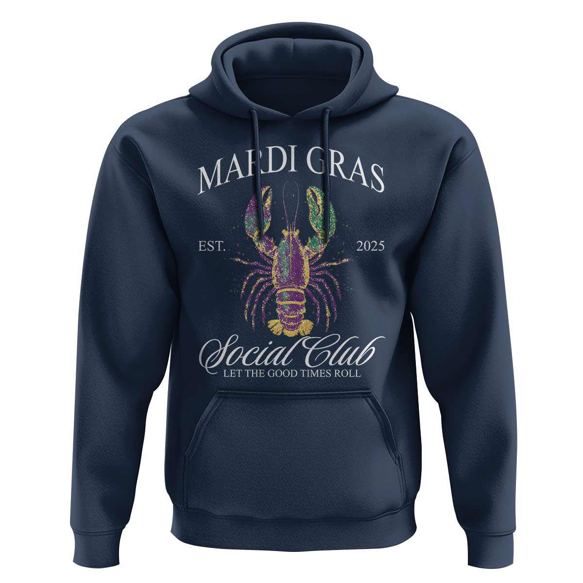Mardi Gras Hoodie The Carnival Social Club Louisiana Crawfish Glitter Print