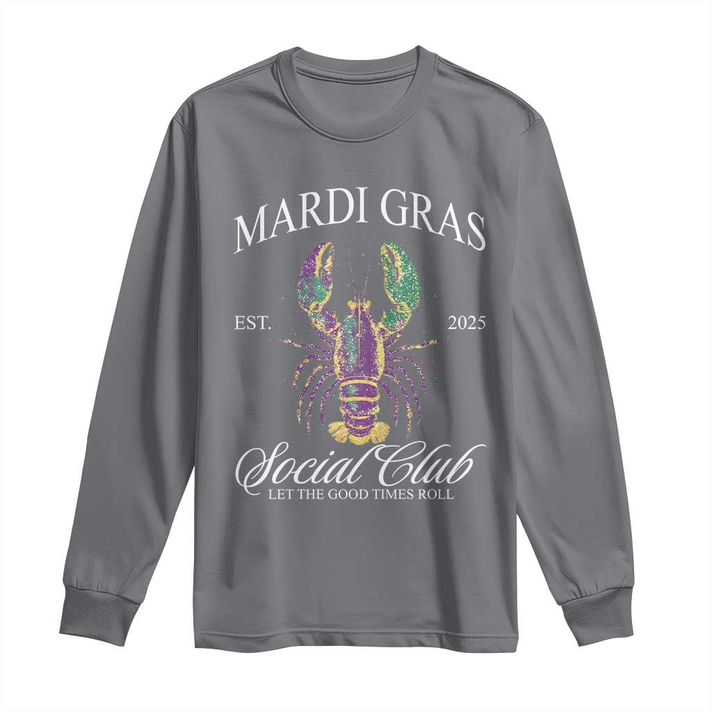 Mardi Gras Long Sleeve Shirt The Carnival Social Club Louisiana Crawfish Glitter Print