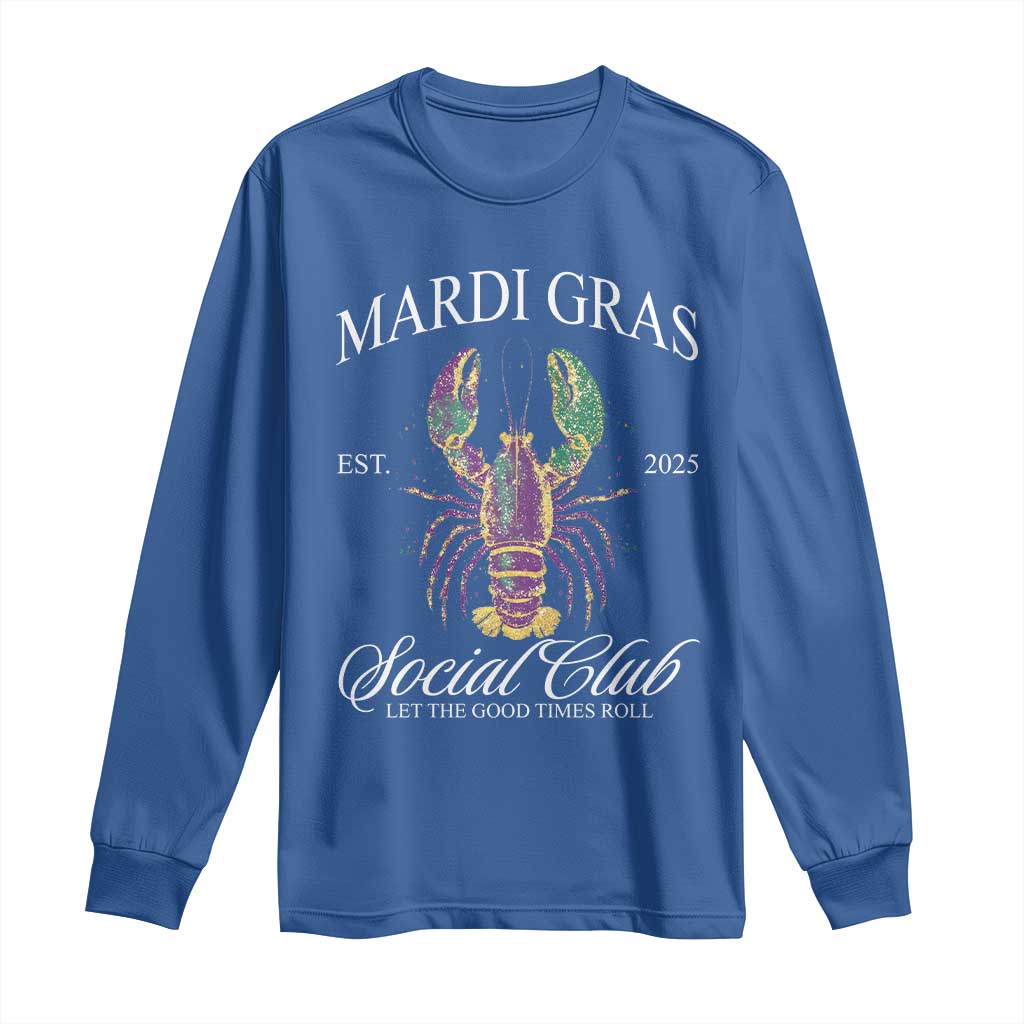 Mardi Gras Long Sleeve Shirt The Carnival Social Club Louisiana Crawfish Glitter Print