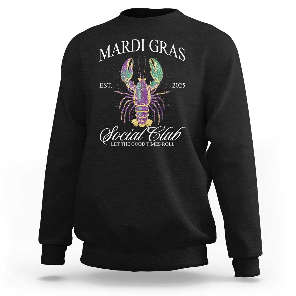 Mardi Gras Sweatshirt The Carnival Social Club Louisiana Crawfish Glitter Print