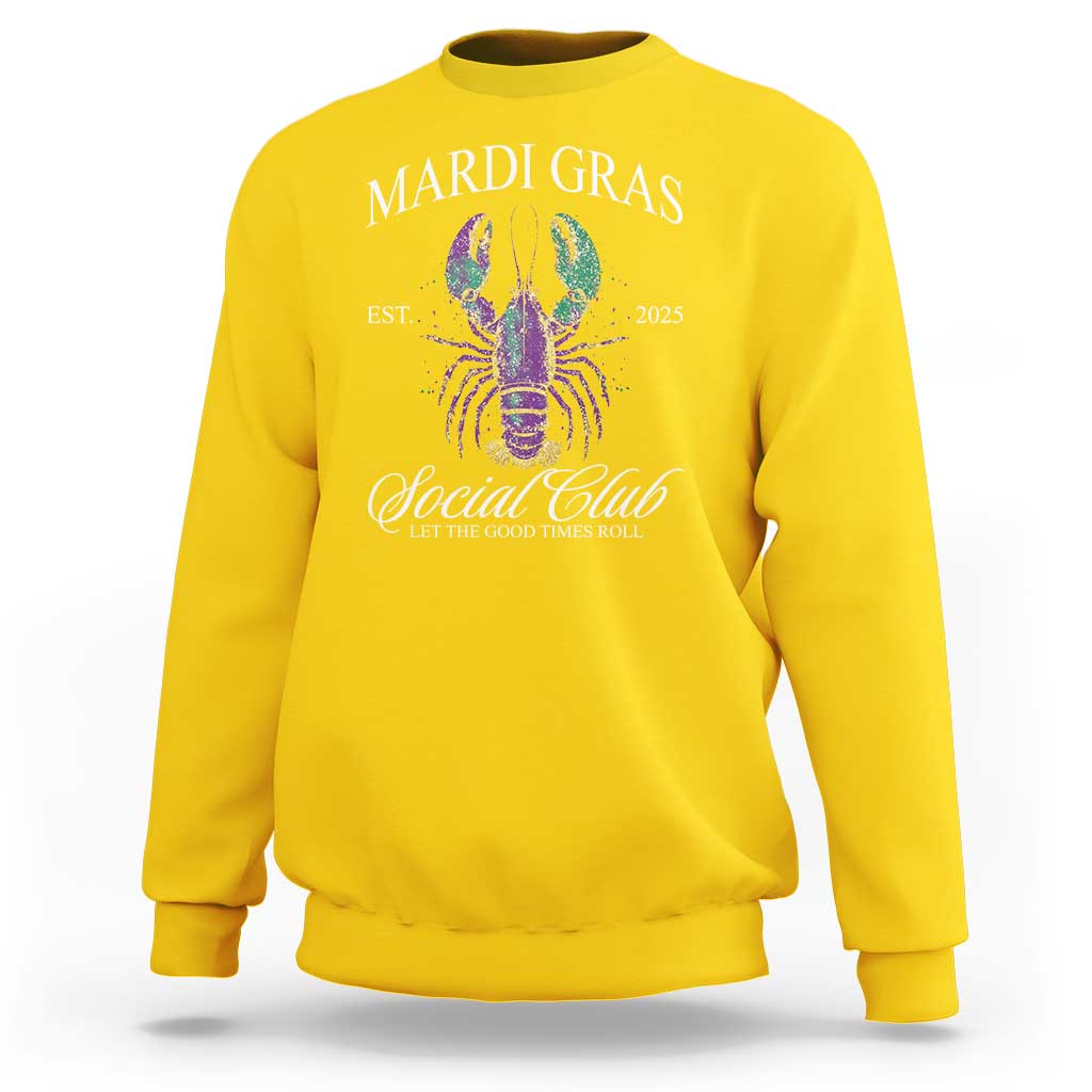 Mardi Gras Sweatshirt The Carnival Social Club Louisiana Crawfish Glitter Print