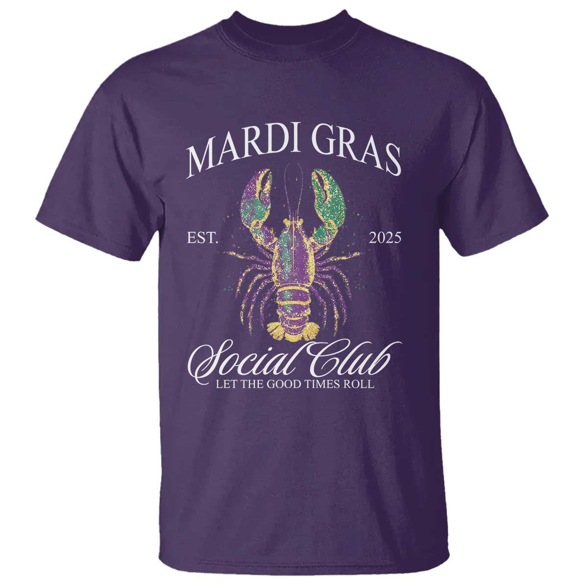 Mardi Gras T Shirt The Carnival Social Club Louisiana Crawfish Glitter Print