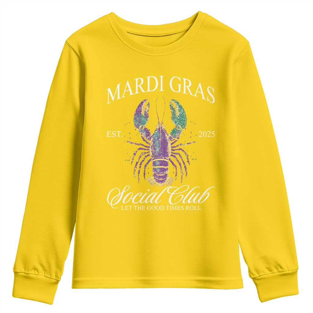 Mardi Gras Youth Sweatshirt The Carnival Social Club Louisiana Crawfish Glitter Print