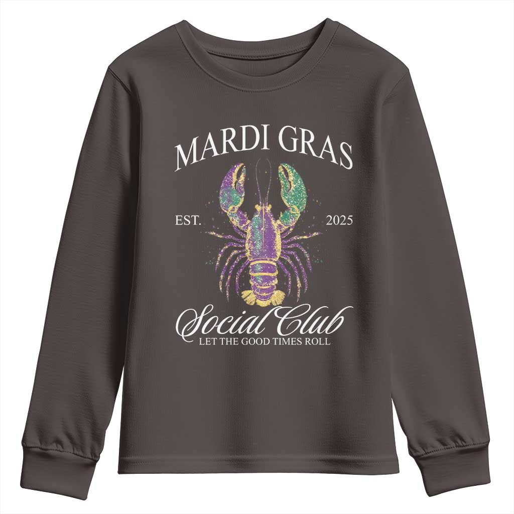 Mardi Gras Youth Sweatshirt The Carnival Social Club Louisiana Crawfish Glitter Print