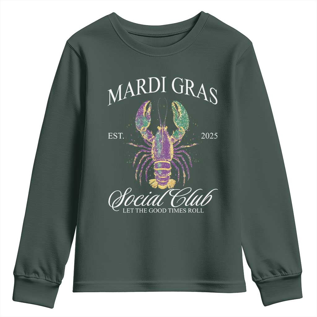 Mardi Gras Youth Sweatshirt The Carnival Social Club Louisiana Crawfish Glitter Print