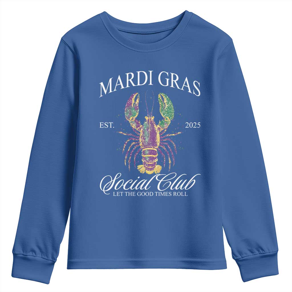 Mardi Gras Youth Sweatshirt The Carnival Social Club Louisiana Crawfish Glitter Print