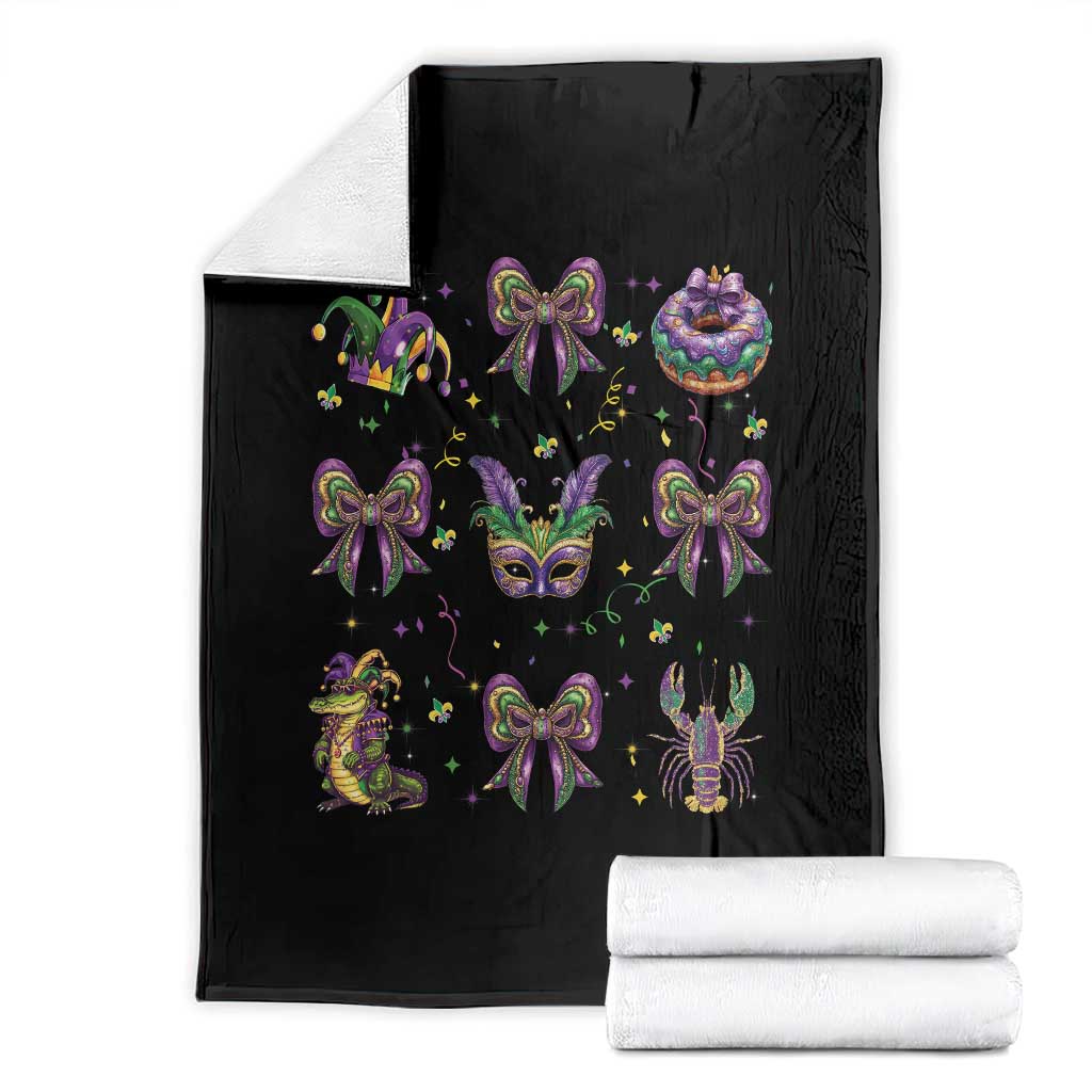 Mardi Gras Coquette Throw Blanket Glitter Print Louisiana New Orleans Party Custume Beads - Wonder Print Shop