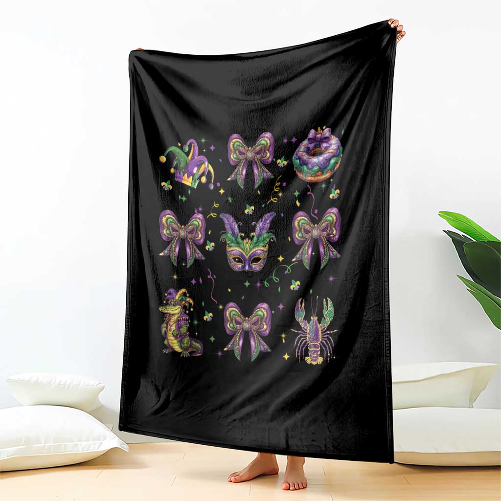 Mardi Gras Coquette Throw Blanket Glitter Print Louisiana New Orleans Party Custume Beads - Wonder Print Shop