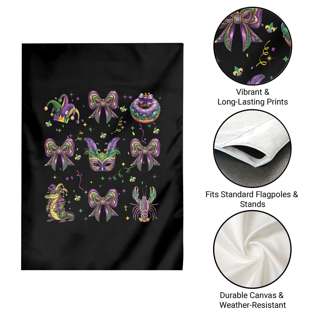 Mardi Gras Coquette Garden Flag Glitter Print Louisiana New Orleans Party Custume Beads - Wonder Print Shop