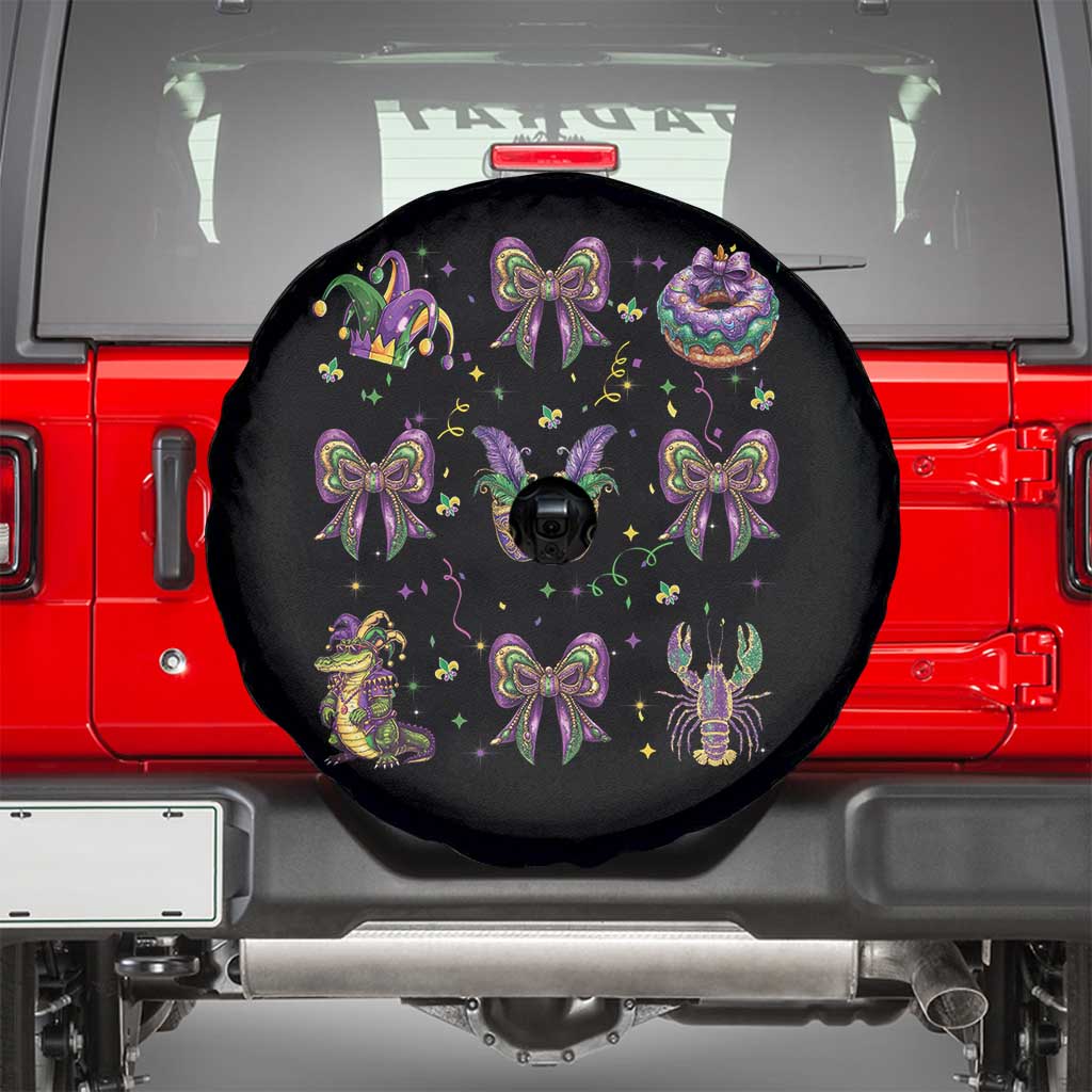 Mardi Gras Coquette Spare Tire Cover Glitter Print Louisiana New Orleans Party Custume Beads - Wonder Print Shop
