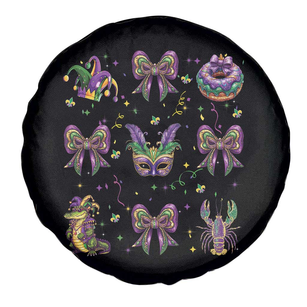 Mardi Gras Coquette Spare Tire Cover Glitter Print Louisiana New Orleans Party Custume Beads - Wonder Print Shop